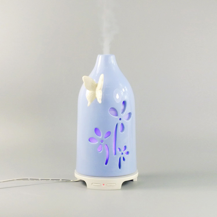 Humidifer porcelain butterfly blue flower cover ultrasonic oil diffuser